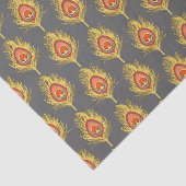 Pfauenfedern, Senfgelb auf Grau / Grau Seidenpapier (Ausschnitt)