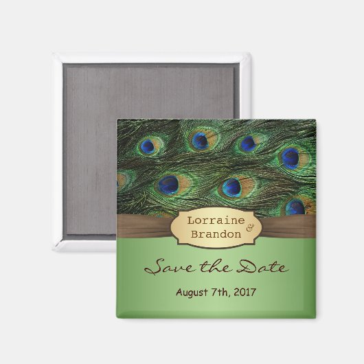 Pfauenfedern speichern das Date Magnet (Vorderseite/Rückseite)