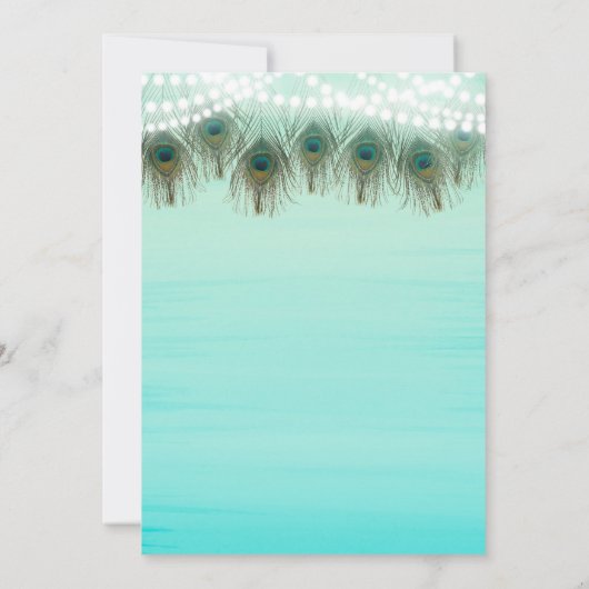 Pfauenfedern & Streichellichter Rustikale Einladun Einladung (Rückseite)