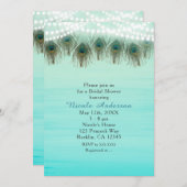 Pfauenfedern & Streichellichter Rustikale Einladun Einladung (Vorne/Hinten)