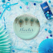 PfauenFedern und Lichter Rustikales Party Pappteller (Party)