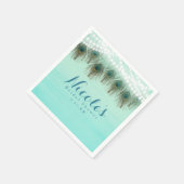 PfauenFedern und Lichter Rustikales Party Serviette (Ecke)