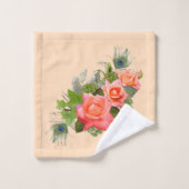 PfauenFedern und Rose Badhandtuch Set (Waschlappen)