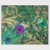 Pfauenfedern und Schmetterling Geschenkpapier (Flach)