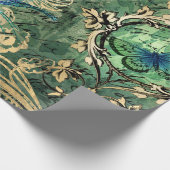 Pfauenfedern und Schmetterling Geschenkpapier (Ecke)