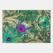 Pfauenfedern und Schmetterling Geschenkpapier Set (Vorderseite 3)