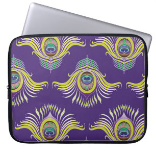 Pfauenfedern: vintage nahtlose Hintergrund. Laptopschutzhülle