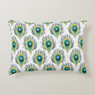 Pfauenfedern: Vintager nahtloser Hintergrund. Dekokissen