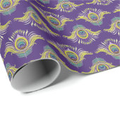 Pfauenfedern: Vintager nahtloser Hintergrund. Geschenkpapier (Rolleneckpunkt)