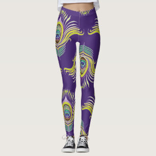 Pfauenfedern: Vintager nahtloser Hintergrund. Leggings