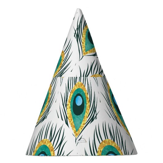 Pfauenfedern: Vintager nahtloser Hintergrund. Partyhütchen (Rechts)