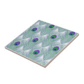 PfauenFedern weißer Hintergrund Fliese (Seite)