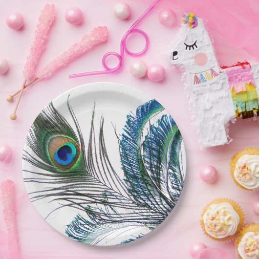 Pfauenfederpapierplatte Pappteller (Party)