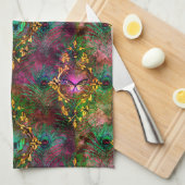 Pfauenfederschmetterling Barockgold lila Geschirrtuch (Viertel Falte)