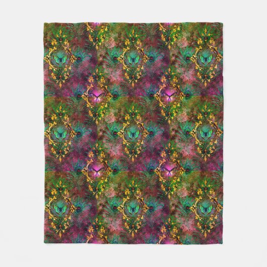 Pfauenfederschmetterling viktorianisch elegant lil fleecedecke (Vorderseite)