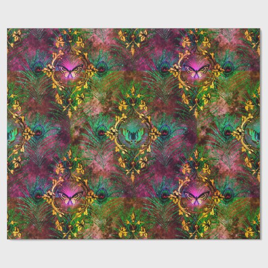 Pfauenfederschmetterling viktorianisch elegant lil geschenkpapier (Flach)