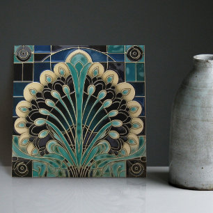 Pfauenfedersymbolik Belle Epoque Art Deco Fliese