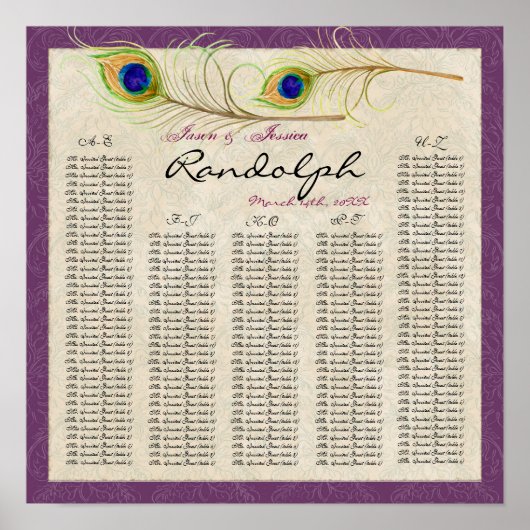 Pfauenfedertafel für den Empfang Poster (Vorne)