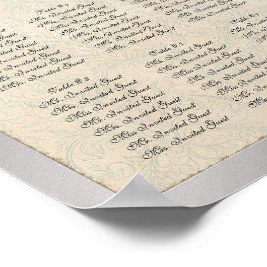 Pfauenfedertafel für den Empfang Poster (Ecke)