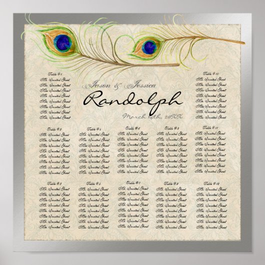 Pfauenfedertafel für den Empfang Poster (Vorne)