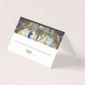 Pfauenfedertisch geklappte Platzkarte (Vorderseite)