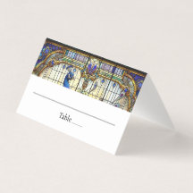 Pfauenfedertisch geklappte Platzkarte