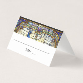 Pfauenfedertisch geklappte Platzkarte