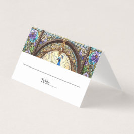 Pfauenfedertisch geklappte Platzkarte