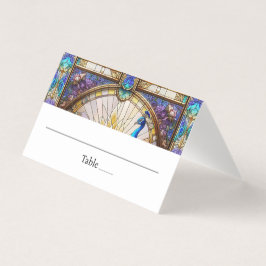 Pfauenfedertisch geklappte Platzkarte