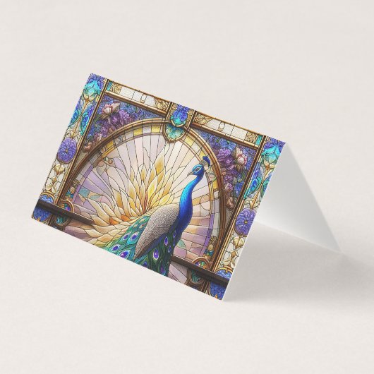 Pfauenfedertisch geklappte Platzkarte (Rückseite)