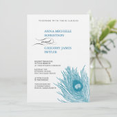 Pfauenfederung Einladung (Stehend Vorderseite)