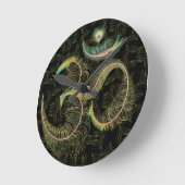 Pfauenfederung om schwarz auf schwarzer Wanduhr (Winkel)