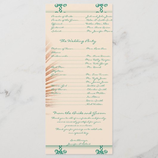 Pfauenfederung zum Aquamarinen marokkanischen Kind Programm (Rückseite)