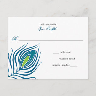 Pfauenfederungskarte RSVP Karte