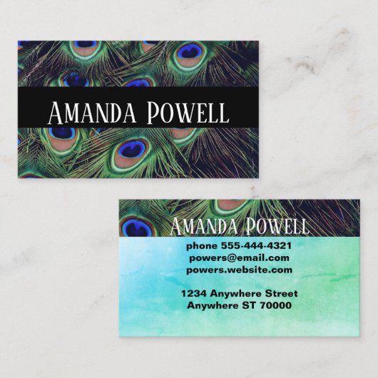 Pfauenfedervorlage für benutzerdefinierte Visitenk Visitenkarte (Vorne/Hinten)