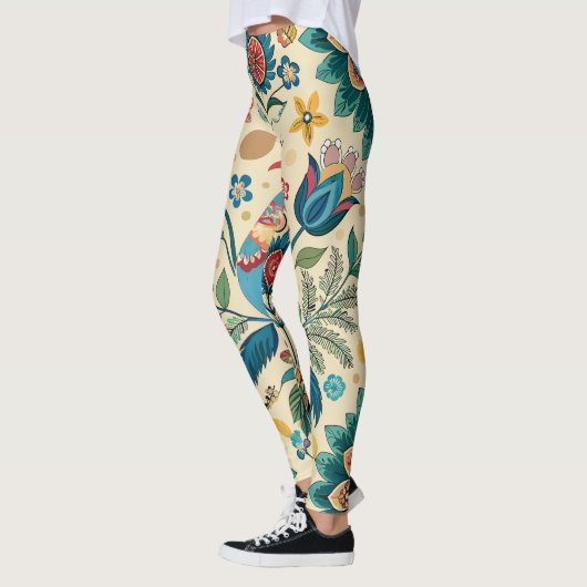 Pfauenfest Blumenmuster Leggings (Links)