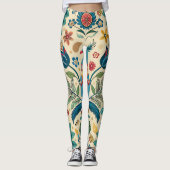 Pfauenfest Blumenmuster Leggings (Vorderseite)