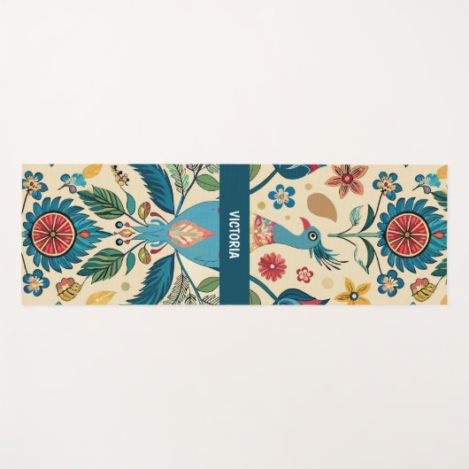 Pfauenfest Blumenmuster Yogamatte (Vorderseite (Horizontal))