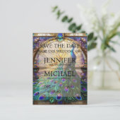 Pfauenfestes Glas speichert die Datumskarten Postkarte (Stehend Vorderseite)