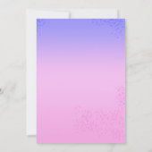 Pfauenförmiges rosa und blaues Brautparty Dankeskarte (Rückseite)