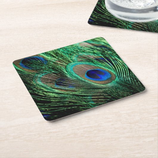 Pfauenfresser Rechteckiger Pappuntersetzer (angewinkelt)