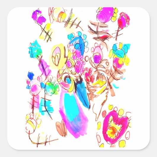 Pfauenfreude Art Quadratischer Aufkleber (Vorderseite)