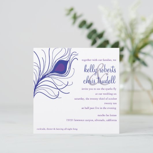 Pfauenfuß Einladung (Stehend Vorderseite)