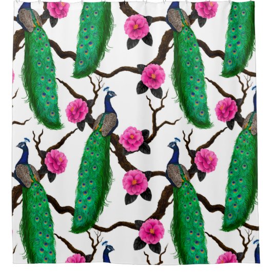 Pfauengarten Duschvorhang (Vorderseite)