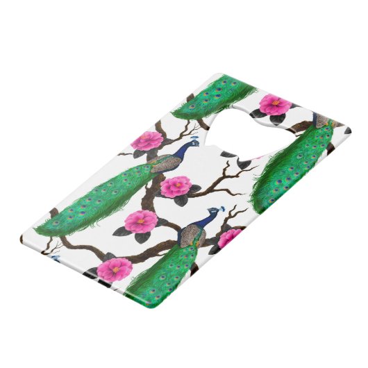 Pfauengarten Geldbeutel Flaschenöffner (Vorderseite Schrägansicht)