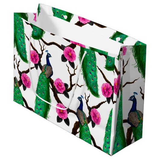 Pfauengarten Große Geschenktüte (Vorderseite Schrägansicht)