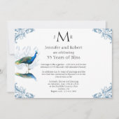 Pfauengarten im blauen Hochzeitstag Einladung (Vorderseite)