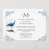 Pfauengarten im blauen Hochzeitstag Einladung (Vorne/Hinten)