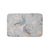 Pfauengarten in Blau Grau Mocha Beige Badematte (Vorderseite)
