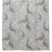 Pfauengarten in Blau Grau Mocha Beige Duschvorhang (Vorderseite)
